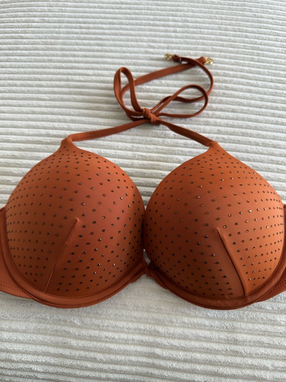 Victoria's Secret Padded Halter Bra with Studded Detail - Rust Orange